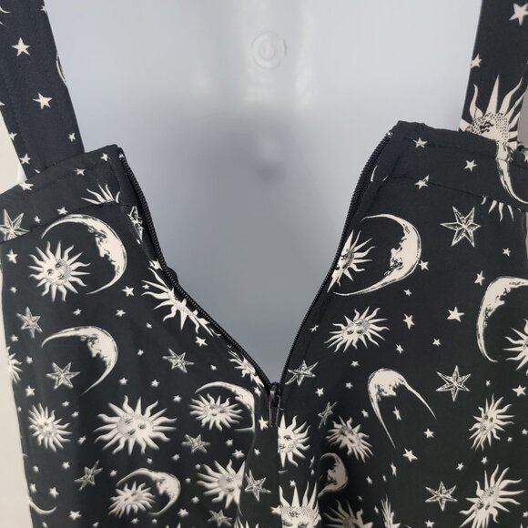 HOT TOPIC Junior Sz SMALL Black White Sun & Moon Skirtall Skirt Overall Witchy - Picture 6 of 13
